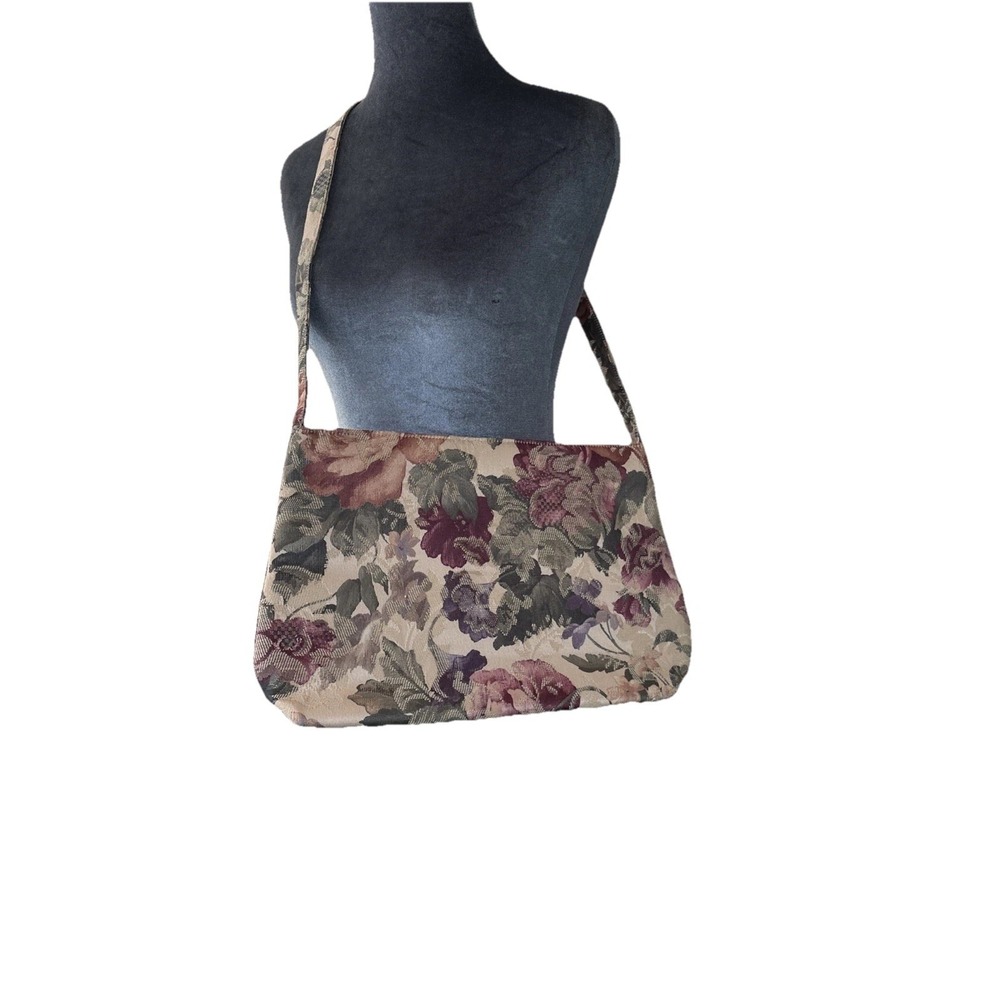 Vintage Margret Smith Gardiner Maine Floral Tapestry‎ Shoulder Bag-Cottage core